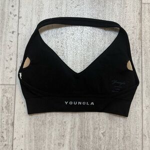 YoungLA Black V-Neck Removable Pad Sports Bra